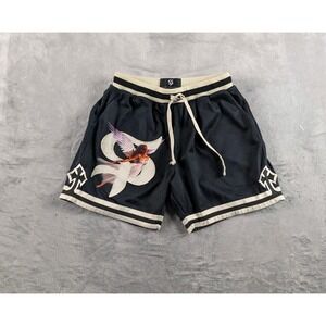 Saint Potential Shorts Men Small Angel Graphic Mesh Embroidery Cross treetwear